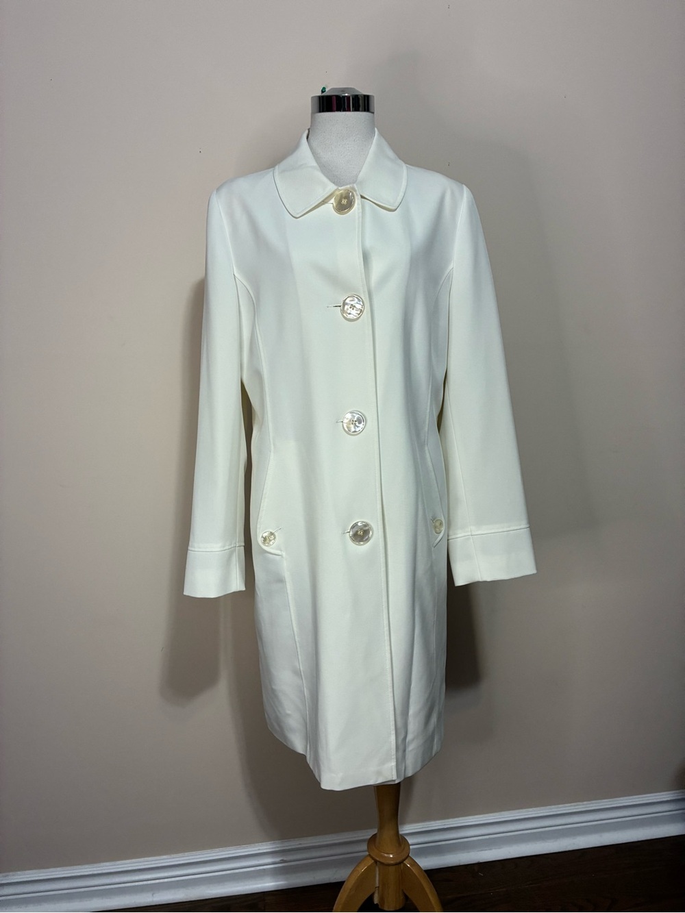 Simon Chang Women’s Trench Coat with Decorative Buttons Closure